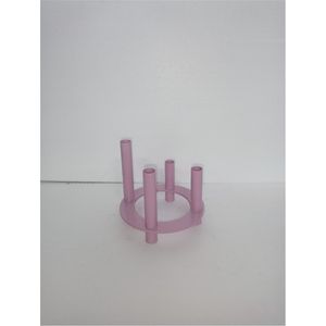 Minimalist Round Iron Art Pillar Candle Stand Luxury Mauve <b>Pink</b> Taper Candle Holder Living Room Dining Table <b>Party</b> Event <b>Decor</b> - Product Image 1