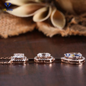 4,91 TDW Princess, Oval & Pear Cut Diamond Rose Gold Pendant by Labstone / Elegant Pendant/Color de la moda/color de la moda - Product Image 3