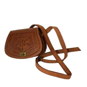 Bolso Bandolera de Cuero Genuino Tallado Geométrico Vintage con Correa de Hebilla para Mujer - Product Image 1