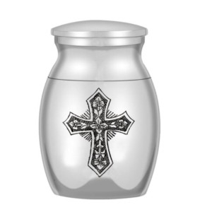 New Arrival With Cross Design Brass <b>Keepsake</b> Cremation Urns Funeral Wholesale Metal <b>Keepsake</b> Urns From India - Product Image 1