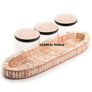 Pot à bonbons en acrylique avec plateau en nacre Serveur de noix fait main de qualité supérieure Pot à fruits secs en bois fantaisie le plus vendu - Product Image 6