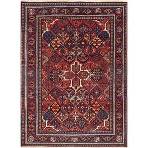 Alfombra de Lana Anudada a Mano Aalam, Estilo Kilim Abstracto con Medallón Rojo y Naranja, Rectangular 9x12, para Entrada del Hogar, para Adolescentes - Paem-639 - Product Image 1