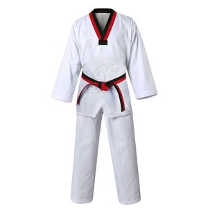 ชุดเทควันโดผู้ชายแบบแข็งแรงทนทาน พร้อมโลโก้สั่งทำ ผ้าโพลีเอสเตอร์ 100% ระบายอากาศได้ดีและแห้งเร็ว สำหรับการฝึกศิลปะการต่อสู้ - Product Image 1