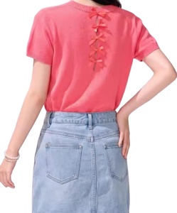 เสื้อยืดครอปแขนสั้นคอกลมแฟชั่นลายผีเสื้อผ้าฝ้ายถักสำหรับผู้หญิงและเด็กผู้หญิงใส่ในช่วงฤดูร้อน - Product Image 3
