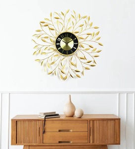 Customized High Quality Leaf Design Metal <b>Wall</b> <b>Clock</b> New Trendy Trendy Hanging <b>Wall</b> <b>Clock</b> Quartz Iron Needle Display Number - Product Image 1