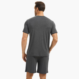 Ensemble de pyjama court d'été confortable pour homme en coton bambou, vêtements de détente de haute qualité pour hommes, ensemble de vêtements de détente, vente en gros OEM ODM, grandes tailles, ensemble doux - Product Image 2