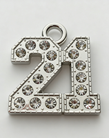 Colgantes de Plata Pulida con Números de Esmalte Suave de Metal de Zinc Personalizados, Diamantes de Imitación, Joyería DIY Tradicional y Moderna para Cumpleaños