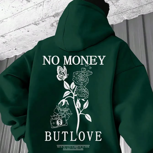 Drop Shoulder Moda Primavera y otoño Pareja Estilo Sudadera con capucha Chaqueta Nueva suelta Hombres Floral Carta Imprimir con capucha - Product Image 1