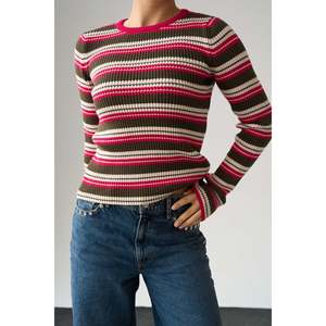 เสื้อสเวตเตอร์ถักสีดำอมชมพู-สีกากี - Product Image 1