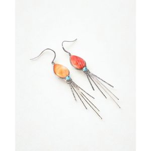 Pendientes de Gancho con Concha de Ostra Espinosa Natural y Baño de Rodio - Regalo de Boda Vintage con Acentos de Perlas y Diamantes - Product Image 2
