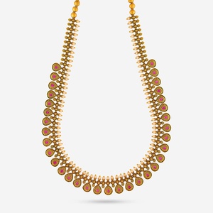 Antique <b>Necklace</b> 190356 Religious Orthodox Water Drop Geometric Pattern Trendy Diamond Pearl Beads Alloy for Wedding Party - Product Image 1