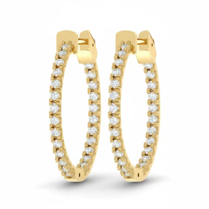 Boucles d'oreilles créoles tendance et délicates avec diamants inversés, design de pierres scintillantes, bijoux de déclaration pour les mariages, les fêtes ou les événements du soir - Product Image 1