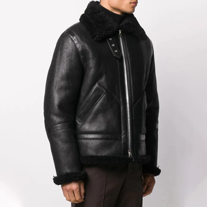 Chaqueta de Cuero de Aviador Negra para Hombre, Diseño OEM, Estilo Nuevo, Chaqueta de Cuero para Motocicleta y Ropa Urbana - Product Image 2