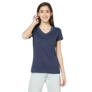 Precio al por mayor cuello en V de moda de las mujeres camisetas de diseño personalizado impreso cómodo elegante Casual Slim Fit camiseta para las mujeres - Product Image 4