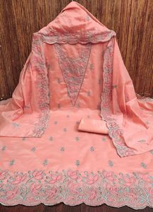 Cravate lourde pêche pour femme non cousue travail manuel matériel de robe en soie Chanderi - Product Image 3