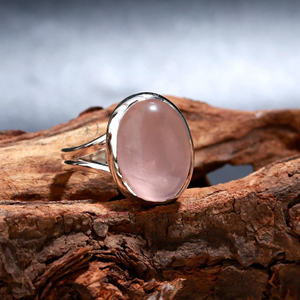 Vintage Rose Quartz Engagement Oval Shaped <b>Silver</b> Plated <b>Solid</b> <b>Silver</b> Genuine Rose Quartz Wedding Ring Birthstone Gemstone - Product Image 3