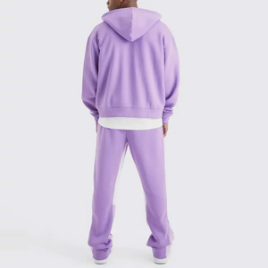 Survêtement Premium pour Hommes |   Ensemble de survêtement à capuche deux pièces violet lavande « Official 13 » avec motif, style urbain athlétique et streetwear - Product Image 4