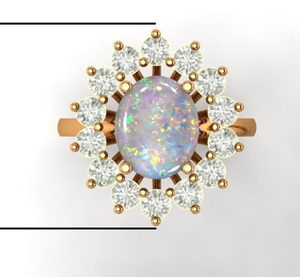 18KT Solid Yellow <b>Gold</b> Pearl Gemstone <b>Ring</b> with Natural Oval Cut Fancy Diamond Certified Luxury Women's <b>Cocktail</b> <b>Ring</b> 5g - Product Image 4