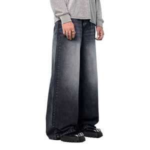ผ้ายีนส์แนวสตรีทสำหรับผู้ชายกางเกงยีนส์ขาบานสำหรับทำงานตรงไซส์ใหญ่พิเศษ - Product Image 1