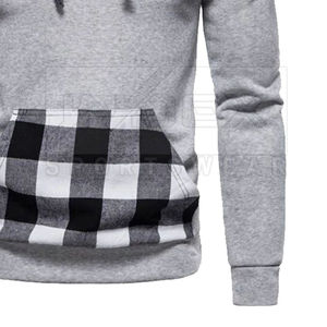 Sudadera con Capucha para Hombre INDEX, Diseño a Cuadros Grises con Bolsillo, Corte Ajustado, Informal, para Otoño, Tejida en Poliéster y Algodón - Product Image 4