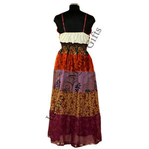 Vestido Largo Maxi Boho de Seda Reciclada Ecológica para Mujer, Talla Única, Estilo Hippie para la Playa, con Cintura Elástica - Product Image 2