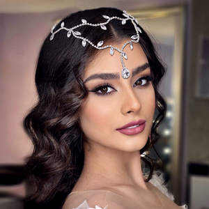 Bridella BHP495-S <b>Silver</b> Crystal Rhinestone <b>Headband</b>-Elegant Bridal Floral Design Comfortable Fit for Weddings & Formal Events - Product Image 2
