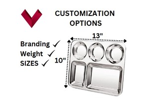 Thép không gỉ 5 ngăn lộn xộn khay với các cạnh tròn thép hình chữ nhật <span class=keywords><strong>thali</strong></span> ăn trưa & bữa ăn tối tấm bhojan <span class=keywords><strong>thali</strong></span> - Product Image 4