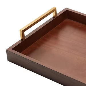 Farmhouse Home Decor Plateaux de rangement décoratifs en bois rustique avec poignées pour pouf par Crescent Crafts - Product Image 3