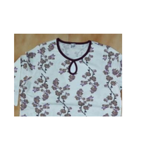 Ensemble de pyjama 2 pièces pour femmes, 100% coton, uni, imprimé sur toute la surface, t-shirt à manches courtes, poche latérale, col rond, doux et décontracté