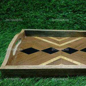 Bandeja de servicio de madera y resina con incrustaciones de hueso hechas a mano de Aura Premium atemporal, fusión de sostenibilidad, decoración de vida y hospitalidad de lujo - Product Image 1