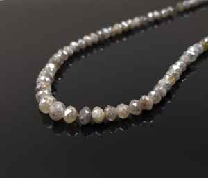 Perle de pierre naturelle de diamant gris pour la fabrication de bijoux faits à la main en gros de haute qualité Long brin à facettes pierre de rondelle en gros - Product Image 1