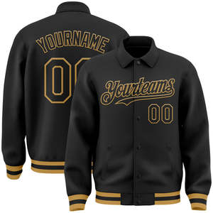 Veste Byron à col à revers bicolore personnalisée Bomber noire imperméable unisexe Varsity Letterman veste Letterman - Product Image 1