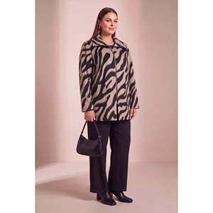Abrigo de visón con estampado de leopardo, sin forro, talla grande - Product Image 5