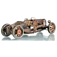 Modellino Auto Bugatti Tipo 35 del 1924, Artigianato Vintage, Telaio Aperto in Ferro, Fatto a Mano, Rustico, Rettangolare, Leggero, Decorazione per la Casa