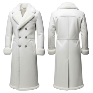 Manteau long en cuir véritable de luxe, épais et écologique, pour homme, fait main, vêtement d'extérieur d'hiver, style trench classique, personnalisable - Product Image 5