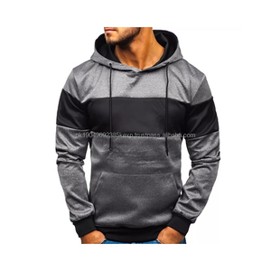 High Quality 100% Cotton Men's Hoodies Custom Color Block Sports Outwear Comfortable Fleece Panel for <b>Autumn</b> Work and Sports - Product Image 3