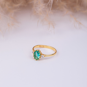 Anillo de Plata de Ley 925 con Incrustaciones de Circonita Cúbica Verde en Forma Ovalada, Hecho a Mano en Turquía, Chapado en Rodio, Elegante y Fino para Boda - Product Image 6