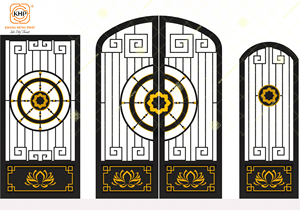 Portes en fer forgé de luxe KHP, double entrée, galvanisées, étanches, antivol, en acier durable, fabriquées au Vietnam. - Product Image 6