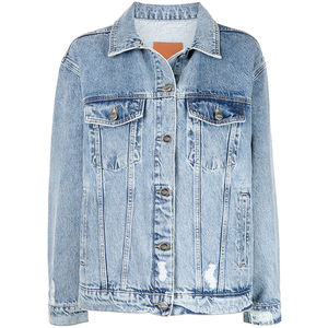 High Quality <b>Women</b> Denim Outerwear Short Sleeve Puff Shoulder Cropped Jeans <b>Jacket</b> And Long Sleeve Denim Shirt Dress - Product Image 4