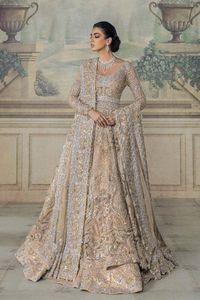 BEAUTIFUL--EMBROIDERY on BRIDAL ANARKALI & LEHENGA WITH <b>DUPATTA</b> DRESS Embellished WITH CRYSTAL GLASS BEADS,STONE,DABKA Work@2023 - Product Image 2