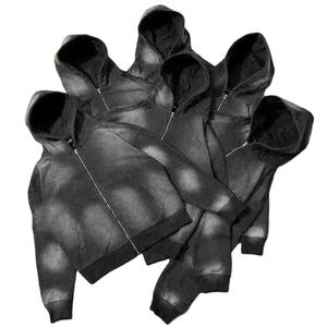 Tute Casual Personalizzate in Cotone 100% per Uomo, Streetwear con Effetto Sbiadito e Lavaggio Acido, Set con Felpa con Zip e Pantaloni, Servizio OEM - Product Image 4