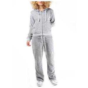 Otoño Invierno mujer terciopelo dos piezas Jogging pantalones conjunto diseñador Logo longitud completa chándal Casual terciopelo chándales - Product Image 6