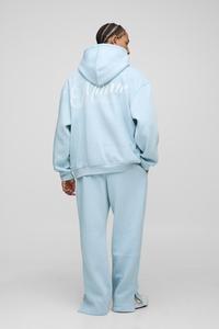 Offre Spéciale Streetwear personnalisé bleu ciel couleur sérigraphie coton polaire fermeture éclair Boxy sweat à capuche et jogging ensemble pour hommes - Product Image 4