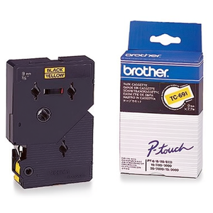 Cinta de Etiquetas Brother P-touch TC-691 de 9 mm x 7.7 m (Ancho x Largo) Amarilla/Negra para Uso en Oficina - Product Image 3