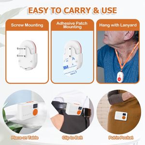 Système d'appel sans fil Daytech pour personnes âgées, alarme personnelle SOS, bouton d'appel étanche IP55, équipement d'alerte par vibration, portée 300m - Product Image 3