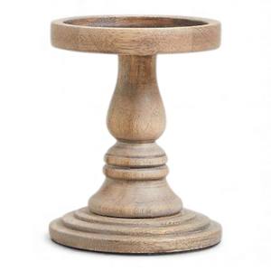 Portavelas Clásico de Madera Natural con Base Vintage Tallada para Decoración del Hogar Tradicional - Product Image 5