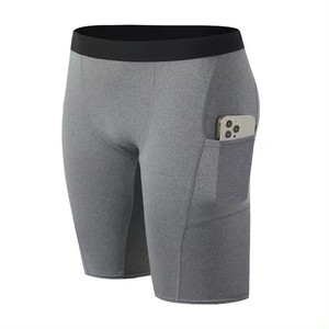 Pantalones cortos deportivos de entrenamiento para hombre, transpirables, de secado rápido, de punto, elásticos, para correr, entrenamiento, lona sólida, cordón de sublimación - Product Image 3