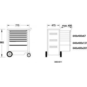 Chariot à outils Gedore à 7 tiroirs 985x875x606mm, armoires à outils - Product Image 5