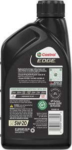 For Castrol EDGE 5W-20 <b>Fully</b> <b>Synthetic</b> 1 Quart Motor <b>Oil</b> Advanced Performance 6-Pack for Cars and Diesel <b>Engines</b> - Product Image 3