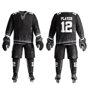 Uniformes de hockey sur glace sublimés, respirants et personnalisés de la meilleure qualité, haut de gamme pour les équipes de joueurs, ensemble comprenant tout - Product Image 3